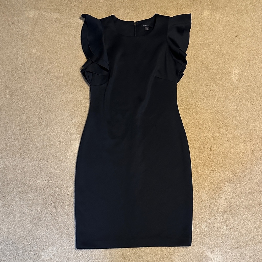 Elegant Navy Ruffle Sleeve Dress